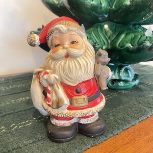 Vintage Homco Bisque Porcelain Santa Claus Piggy‎ Bank 6" Holiday Figurine